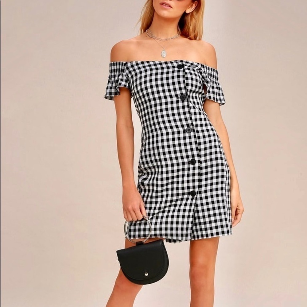 “Check, Please” Classic Gingham Off-Shoulder Dress - Picture 10 of 10
